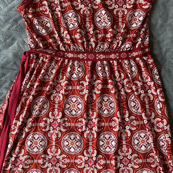 MAX STUDIO Women’s Sleeveless Tie-Waist Dress – Red & White, Size XS - Picture 8 of 12